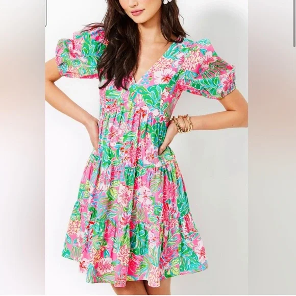 Lilly Pulitzer | Dresses | Lilly Pulitzer Nalani Short Sleeve Cotton Dress  Multi Journey To The Jungle | Poshmark